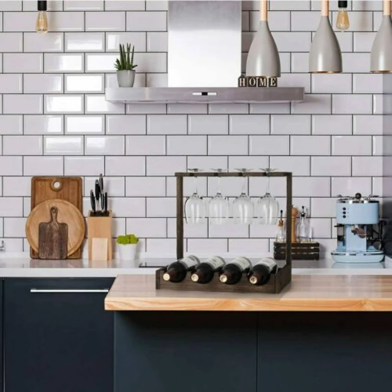 NEX™ Wood Wine Bottle Holder with Glass Rack