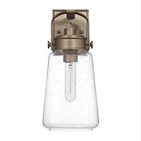 Hello Honey® Gage Tuscan Gold Industrial Tapered Seedy Glass & Metal Wall Mounted Outdoor Light