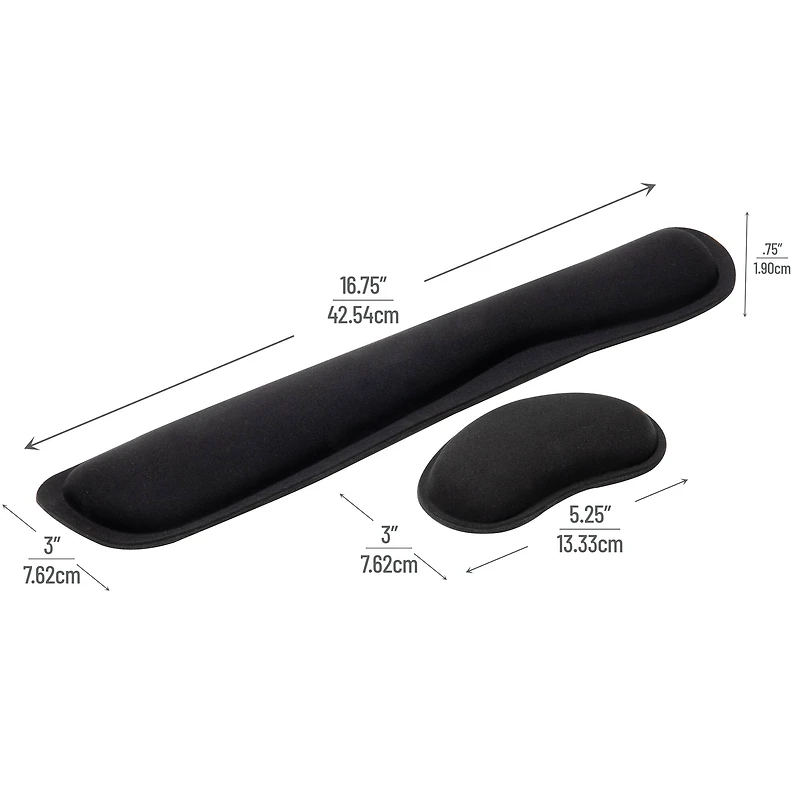 Mind Reader Harmony Collection Black Ergonomic Wrist Rest Sets for Keyboard & Mouse, 3ct.