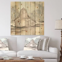 Designart - Farmhouse Barn Grey VI - Modern Farmhouse Print on Natural Pine Wood