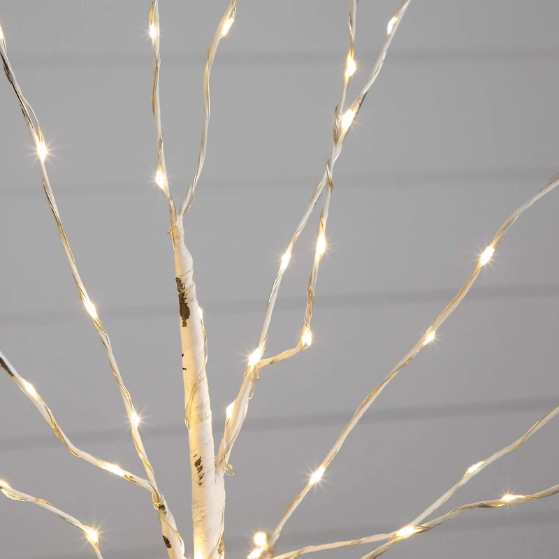 2ft. Pre-Lit White Birch Artificial Christmas Tree, Warm White LED Lights