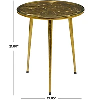 Gold Aluminum Accent Table with Clear Glass Top 20" x 19" x 22"
