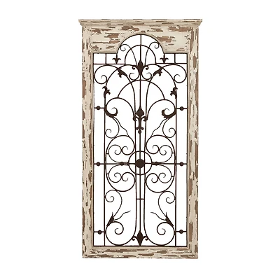 51" White Metal Rustic Ornamental Wall Decor