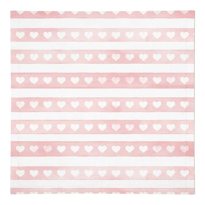 Simple Watercolor Stripe Heart Beverage Napkin