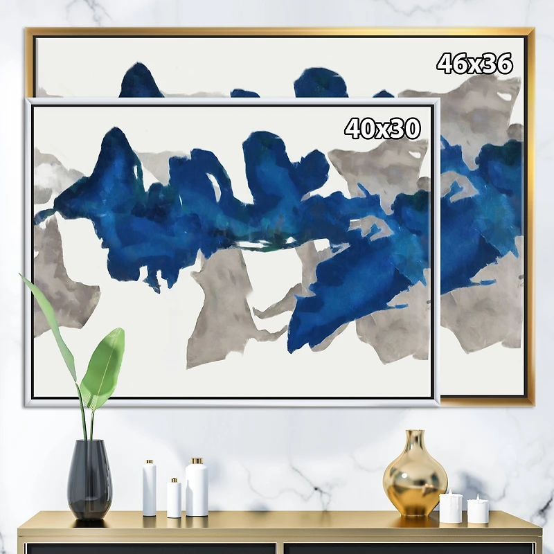 Designart - Gouache Sapphire on Gray VI