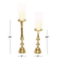 Gold Aluminum Traditional Candle Holder Set