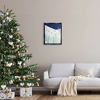 Stupell Industries Skiing Night Sky Winter Slopes Framed Floater Canvas Wall Art