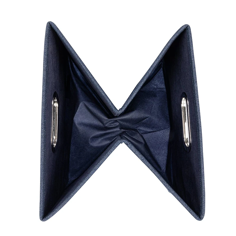 Household Essentials 15" Denim Blue Collapsible Cotton Blend Storage Box with Lid, 2ct.
