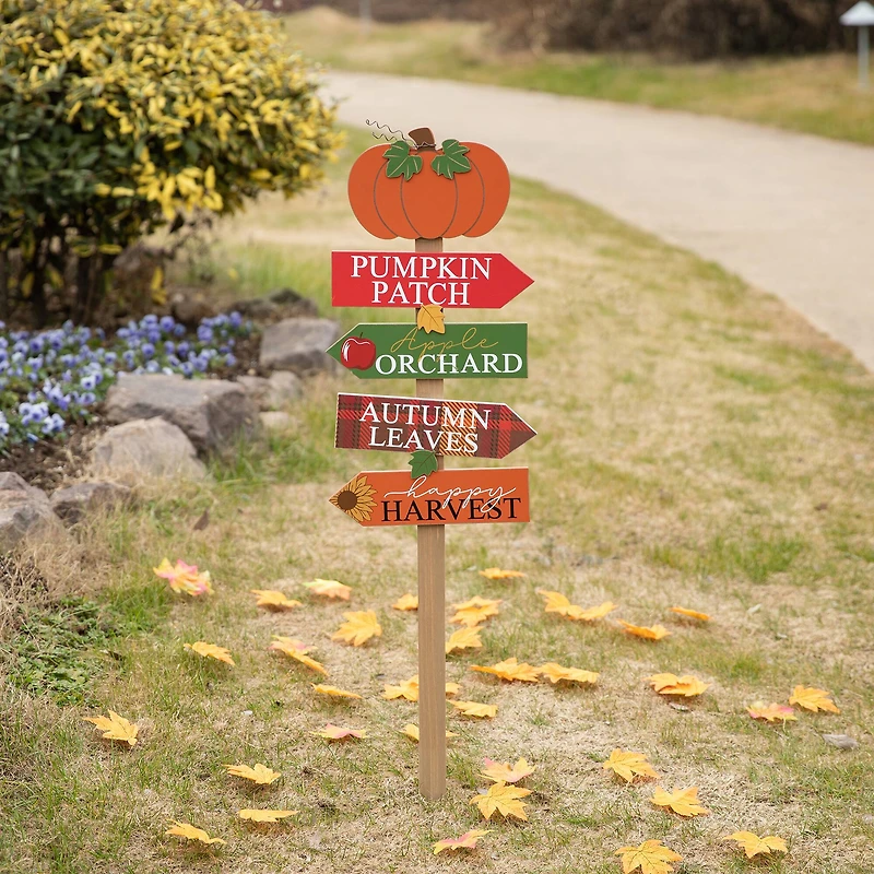 Glitzhome® 41.75" Fall Wooden Pumpkin Patch Yard Stake
