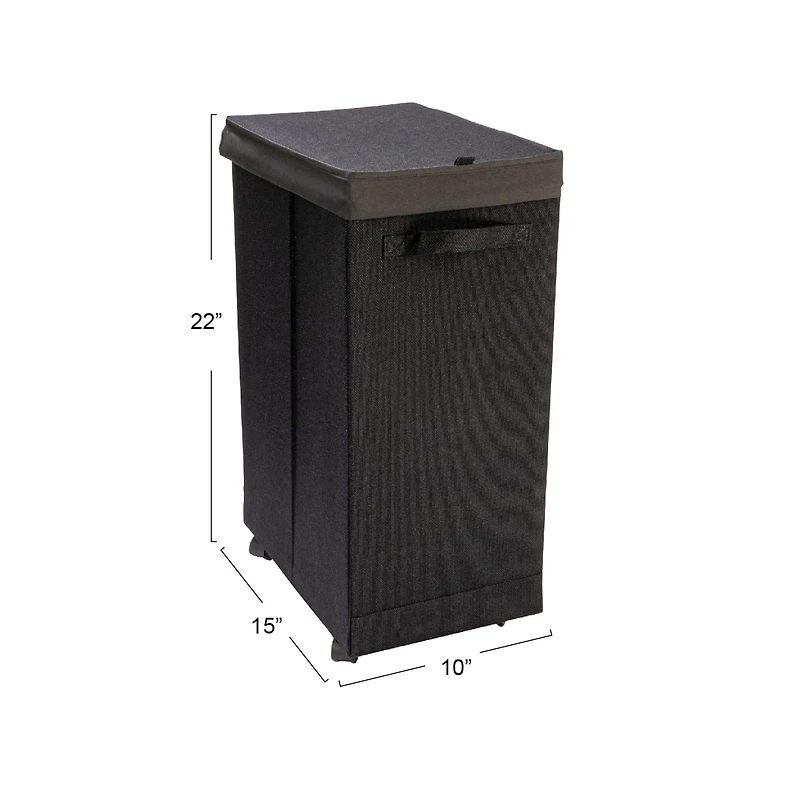 Household Essentials Narrow Collapsible Laundry Hamper with Liner & Lid