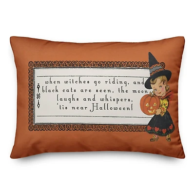 Vintage Witch 'Tis Near Halloween Throw Pillow