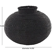 15" Black Metal Handmade Wrapped Vase