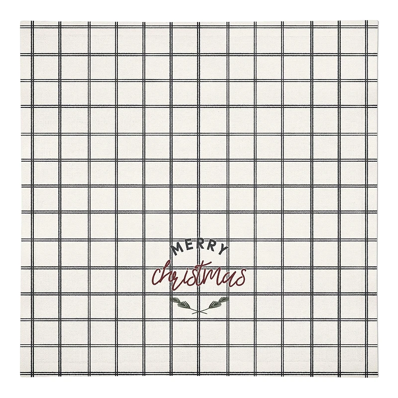 Designs Direct Merry Christmas Grid 10" x 10" Cotton Twill Napkin