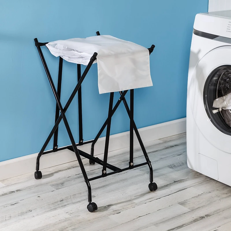 Honey Can Do Black/ Single Bounce Back Hamper with Wheels and Lid