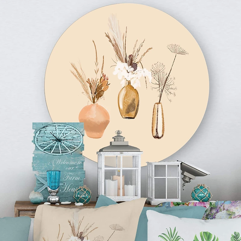 Designart - Bouquets Of Wildflowers In Gold Vases I