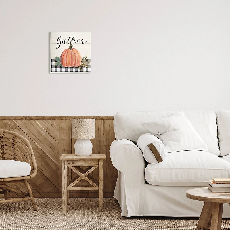 Stupell Industries Gather Seasonal Botanical Pumpkin Wall Plaque Art