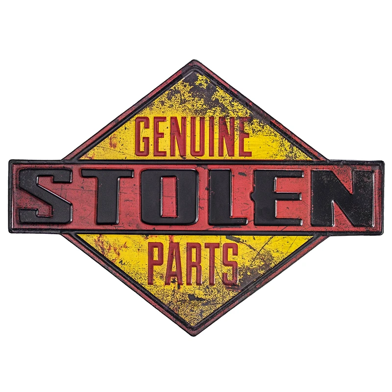American Art Décor™ 18.25" Genuine Stolen Parts Embossed Metal Sign