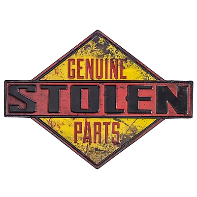 American Art Décor™ 18.25" Genuine Stolen Parts Embossed Metal Sign