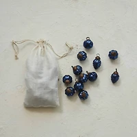 Hello Honey® 36 Pack 1" Blue Embossed Mercury Glass Ornaments in Muslin Bag