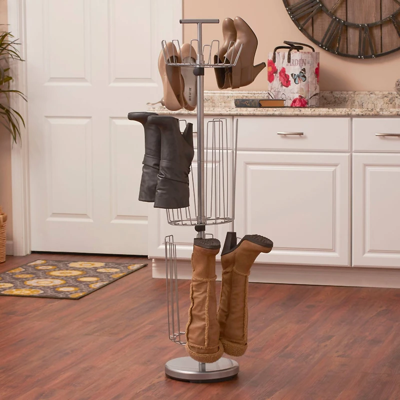 Household Essentials 3-Tier Adjustable Revolving Shoe Rack