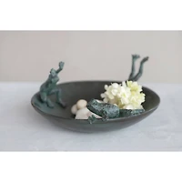Hello Honey® Resin Bird Bath With Frogs & Verdigris Finish