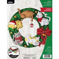 Bucilla® Holiday Housecats Wreath Felt Door Stopper Kit