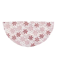 20" White & Red Glitter Snowflake Mini Tree Skirt