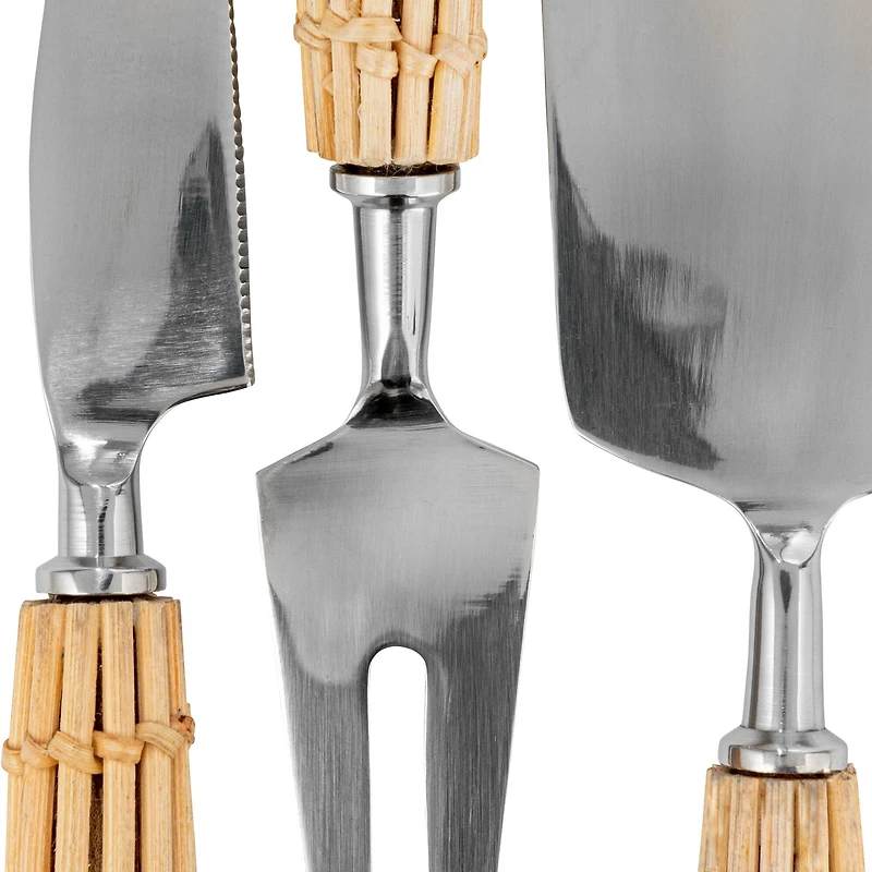 Hello Honey® Stainless Steel Charcuterie Knife Set with Rattan Wrapped Handles