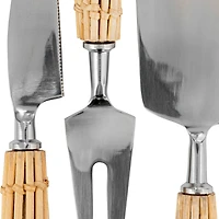 Hello Honey® Stainless Steel Charcuterie Knife Set with Rattan Wrapped Handles