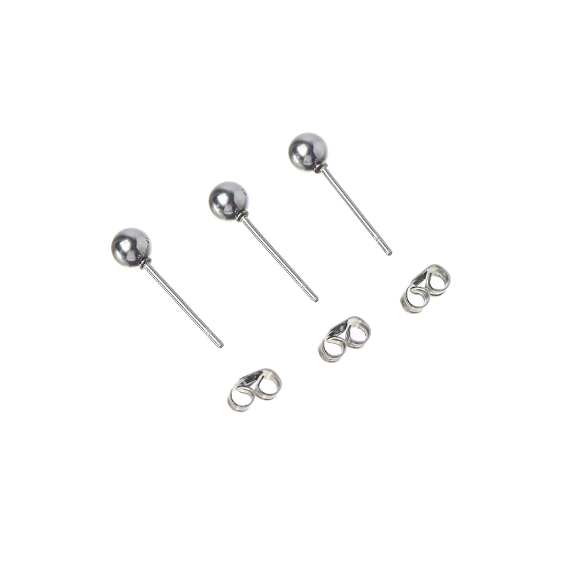4mm Stainless Steel Ball Earring Posts, 10ct. by Bead Landing™