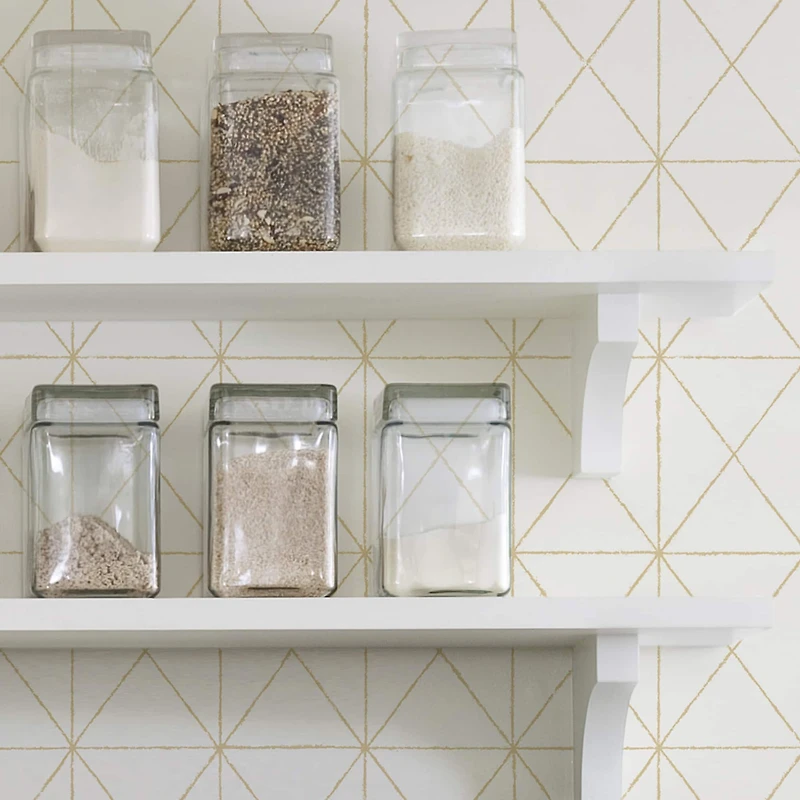 Wallpops White & Gold Get In Line Peel & Stick Wallpaper