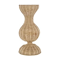 16.25" Brown Rattan Hourglass Vase with Dome Base