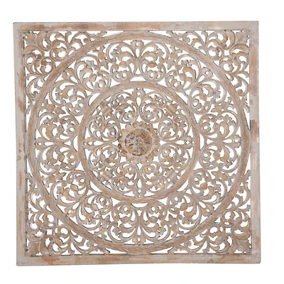 36" Brown Floral Radial Wood Wall Décor