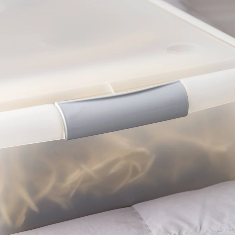 IRIS® 40qt. Clear Store & Slide Box with Lid & Gunsmoke Gray Latches