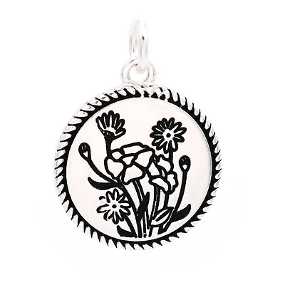 Silver Plated Antique Flowers Charm by Bead Landing™