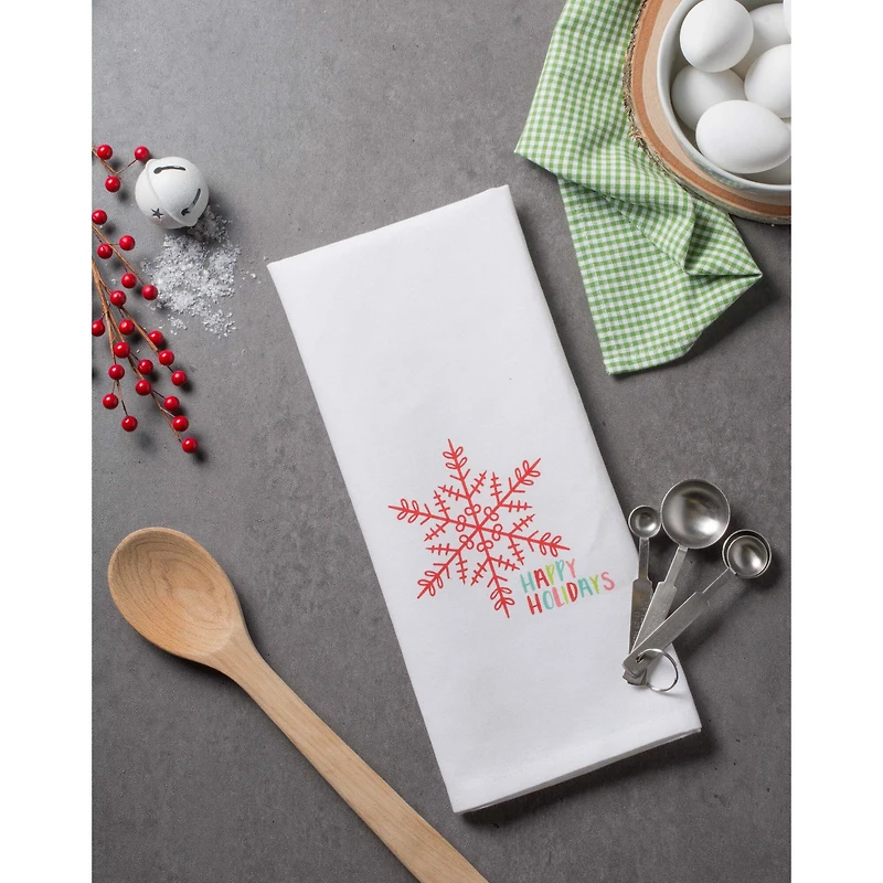 DII® Green Check & White Happy Holidays Dishtowel Set