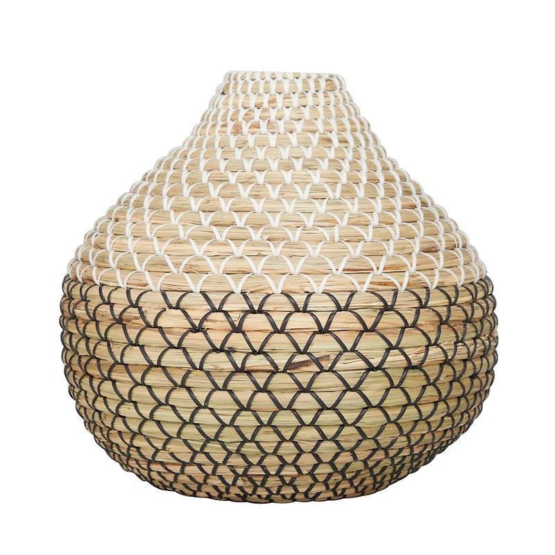 Brown Seagrass Handmade Woven Vase 14" x 14" x 13"