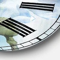 Designart 'Handpainted White Flower On Blue I Farmhouse Wall Clock