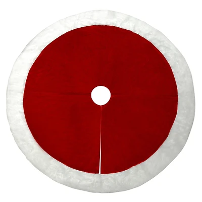 Haute Decor 54" Red & White Velvet Christmas Tree Skirt