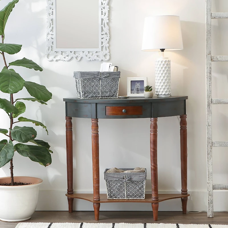 DII® Antique White Chicken Wire Baskets with Black Gingham Liners