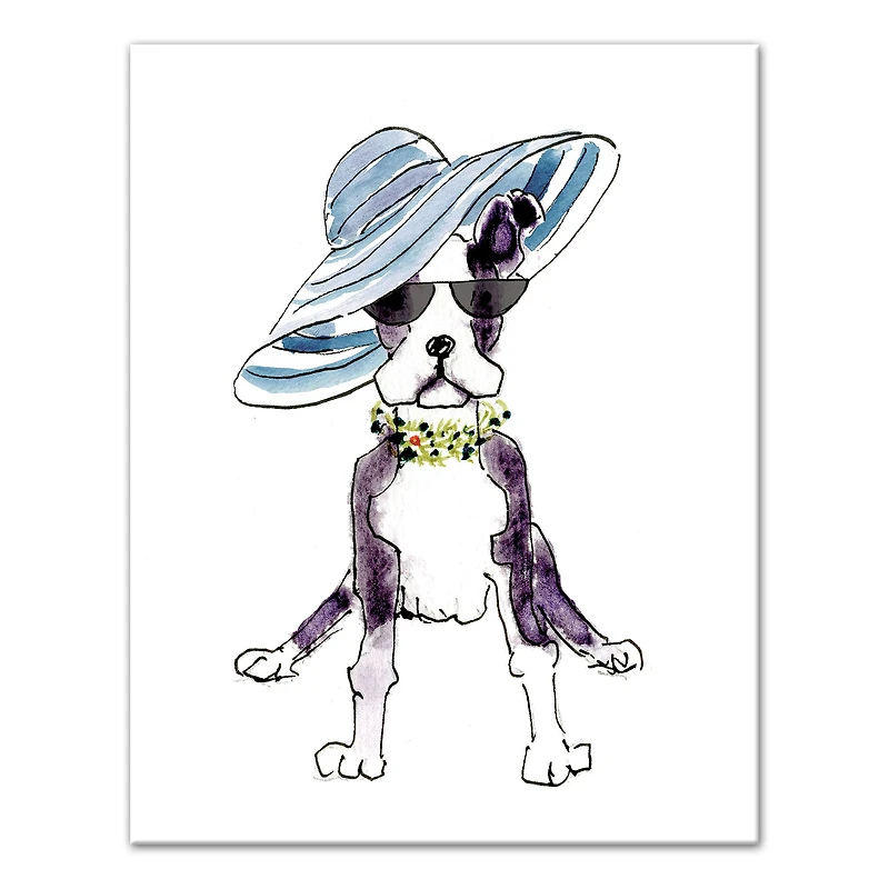 Cute Fashion Hat Dog 1 Canvas Wall Art