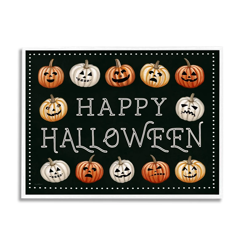 Stupell Industries Happy Halloween Jack-o-Lanterns Framed Giclee Art