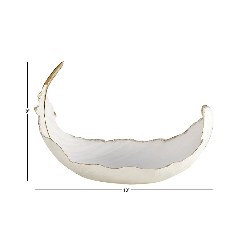 13" White Resin Glam Decorative Bowl