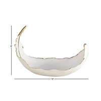 13" White Resin Glam Decorative Bowl