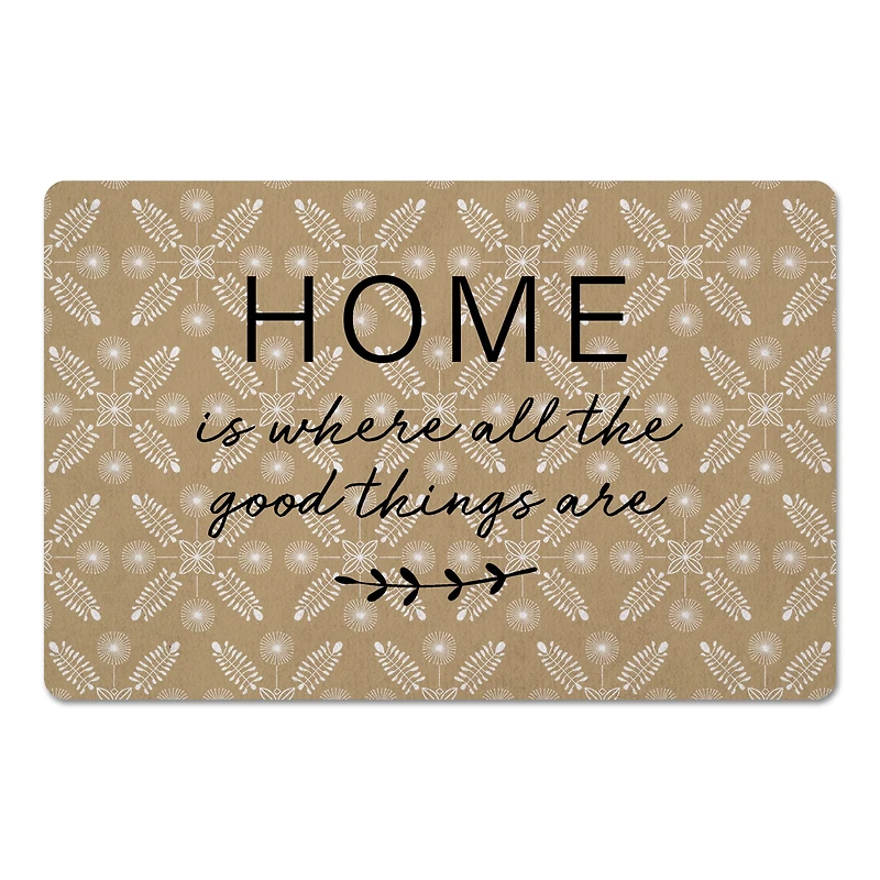 Gold Home is Where the Good Things Are Floor Mat, 18" x 27"