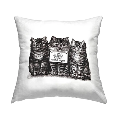 Stupell Industries Normal Three Cats Ago Humorous Vintage Pets Throw Pillow, 18" x 18"