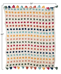 Hello Honey® Woven Cotton Throw with Tufted Dots and Tassels