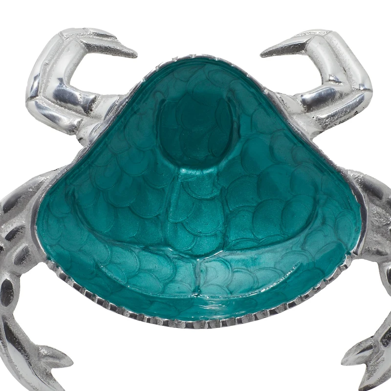 Set of 3 Silver Aluminum Coastal Serving Bowl, 11" x 1"