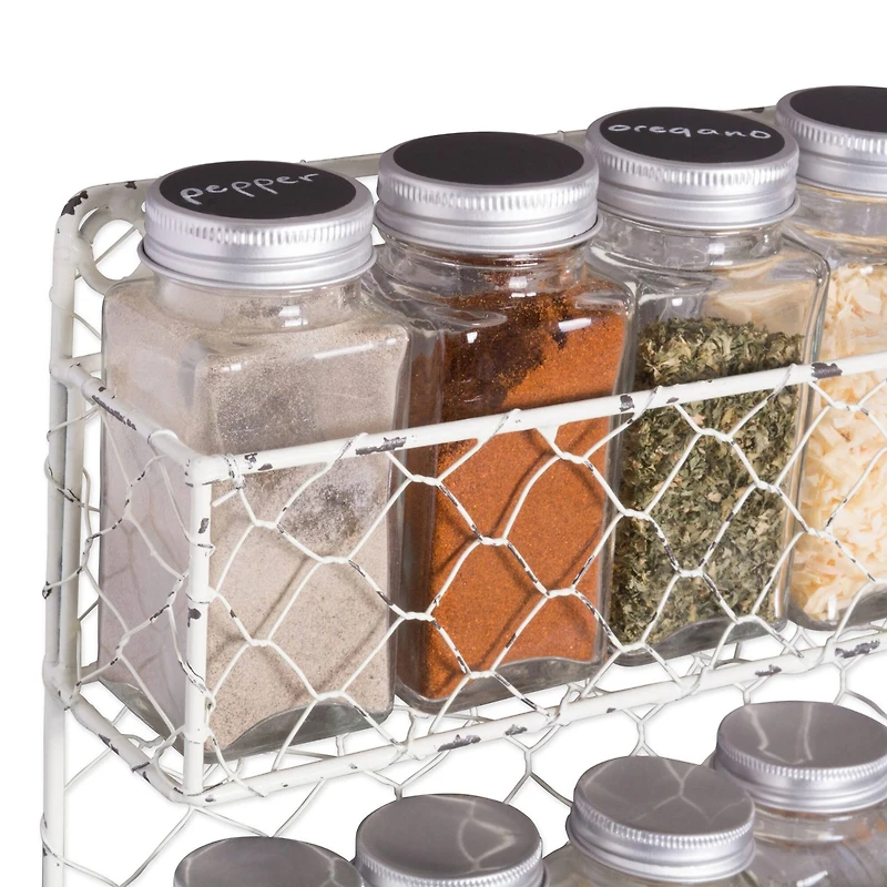 DII® 10" Antique White 2 Row Chicken Wire Spice Rack