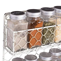 DII® 10" Antique White 2 Row Chicken Wire Spice Rack